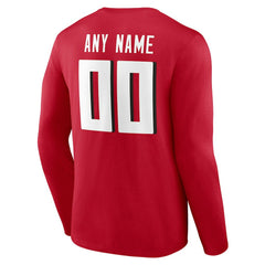 Atlanta Falcons Team Authentic Personalized Name & Number Long Sleeve T-Shirt Red | NFL