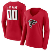 Atlanta Falcons Women's Team Authentic Personalized Name & Number Long Sleeve V-Neck T-Shirt Red | NFL