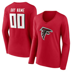 Atlanta Falcons Women's Team Authentic Personalized Name & Number Long Sleeve V-Neck T-Shirt Red | NFL
