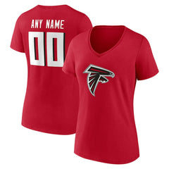 Atlanta Falcons Women's Team Authentic Personalized Name & Number V-Neck T-Shirt Red | NFL