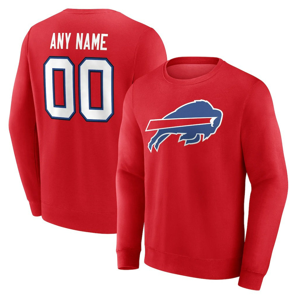 Buffalo Bills Team Authentic Personalized Name & Number Sweatshirt Red | NFL