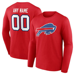 Buffalo Bills Team Authentic Personalized Name & Number Long Sleeve T-Shirt Red | NFL