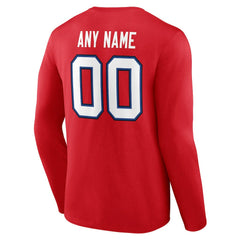 Buffalo Bills Team Authentic Personalized Name & Number Long Sleeve T-Shirt Red | NFL
