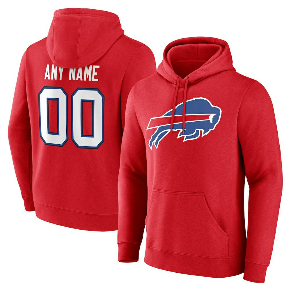 Buffalo Bills Team Authentic Personalized Name & Number Hoodie Red | NFL