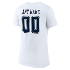 Dallas Cowboys Women's Team Authentic Personalized Name & Number V-Neck T-Shirt White | NFL