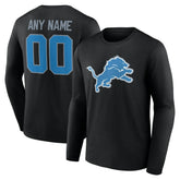Detroit Lions Team Authentic Personalized Name & Number Long Sleeve T-Shirt Black | NFL