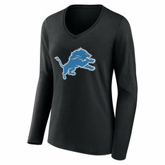 Detroit Lions Women's Team Authentic Personalized Name & Number Long Sleeve V-Neck T-Shirt Black | NFL