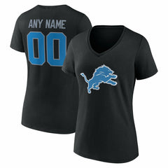 Detroit Lions Women's Team Authentic Personalized Name & Number V-Neck T-Shirt Black | NFL