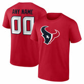 Houston Texans Team Authentic Personalized Name & Number T-Shirt Red | NFL
