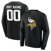 Minnesota Vikings Team Authentic Personalized Name & Number Sweatshirt Black | NFL