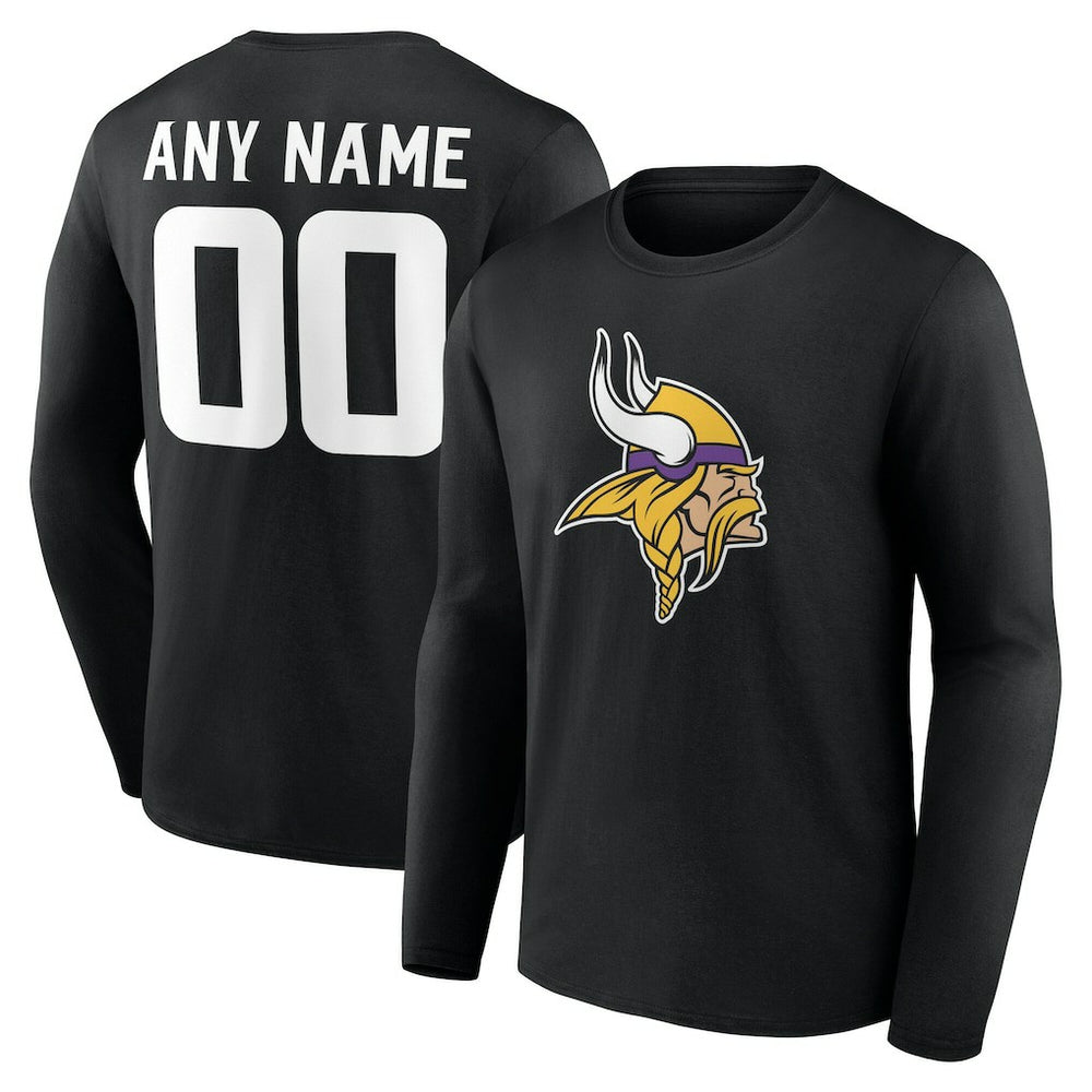 Minnesota Vikings Team Authentic Personalized Name & Number Long Sleeve T-Shirt Black | NFL