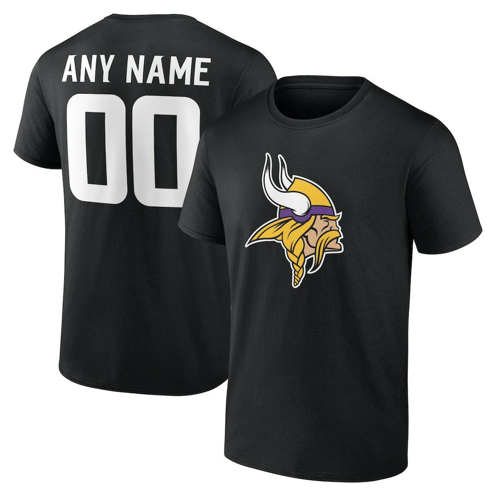 Minnesota Vikings Team Authentic Personalized Name & Number T-Shirt Black | NFL