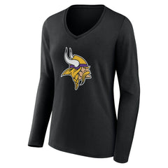Minnesota Vikings Women's Team Authentic Personalized Name & Number Long Sleeve V-Neck T-Shirt Black | NFL