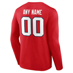 New England Patriots Team Authentic Personalized Name & Number Long Sleeve T-Shirt Red | NFL