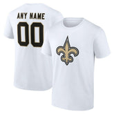 New Orleans Saints Team Authentic Personalized Name & Number T-Shirt White | NFL