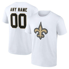 New Orleans Saints Team Authentic Personalized Name & Number T-Shirt White | NFL