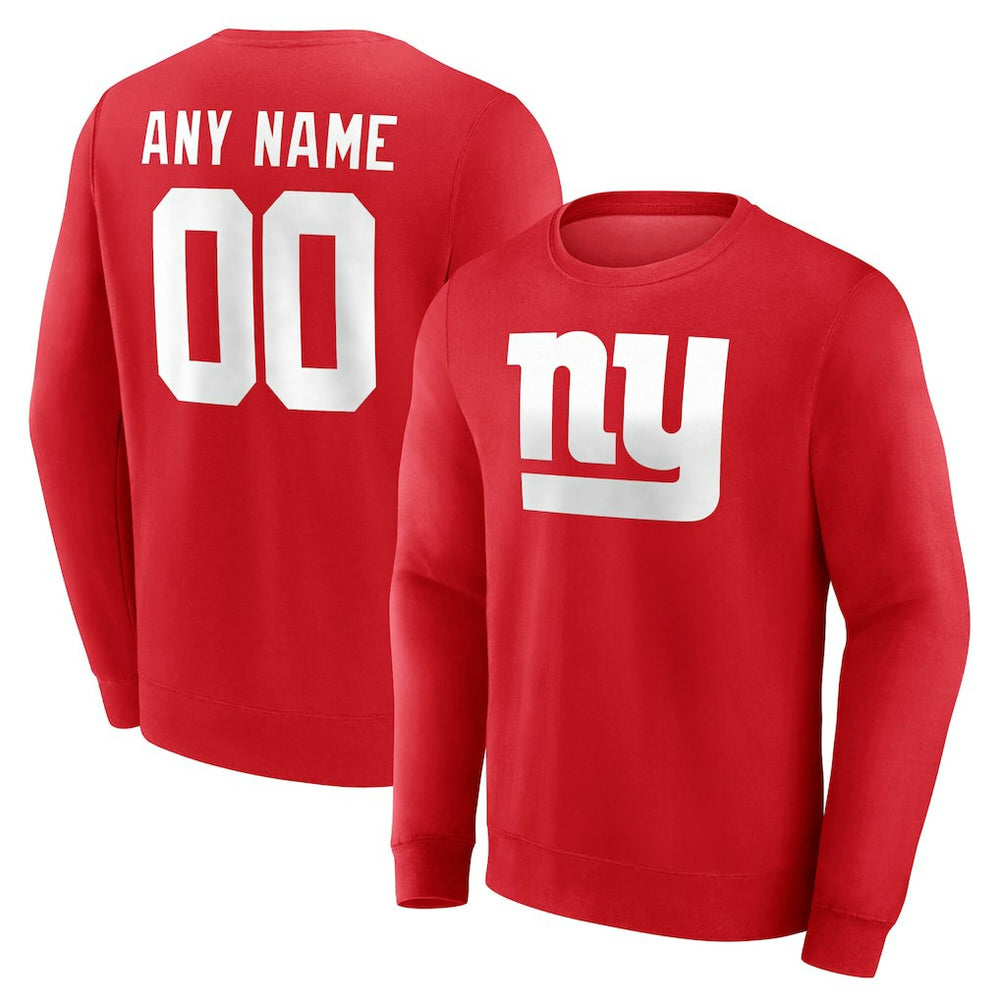 New York Giants Team Authentic Personalized Name & Number Sweatshirt Red | NFL