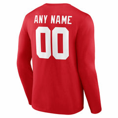 New York Giants Team Authentic Personalized Name & Number Long Sleeve T-Shirt Red | NFL