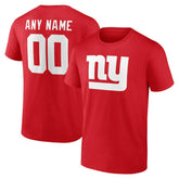 New York Giants Team Authentic Personalized Name & Number T-Shirt Red | NFL