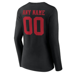 San Francisco 49ers Women's Team Authentic Personalized Name & Number Long Sleeve V-Neck T-Shirt Black | NFL