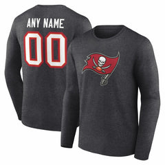 Tampa Bay Buccaneers Team Authentic Personalized Name & Number Long Sleeve T-Shirt Charcoal | NFL