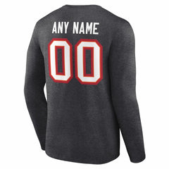 Tampa Bay Buccaneers Team Authentic Personalized Name & Number Long Sleeve T-Shirt Charcoal | NFL