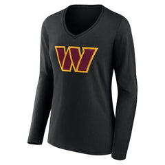 Washington Commanders Women's Team Authentic Personalized Name & Number Long Sleeve V-Neck T-Shirt Black | NFL