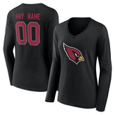 Arizona Cardinals Women's Team Authentic Personalized Name & Number Long Sleeve V-Neck T-Shirt Black | NFL