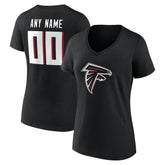 Atlanta Falcons Women's Team Authentic Personalized Name & Number V-Neck T-Shirt Black | NFL