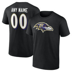 Baltimore Ravens Team Authentic Personalized Name & Number T-Shirt Black | NFL