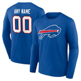 Buffalo Bills Team Authentic Personalized Name & Number Long Sleeve T-Shirt Royal | NFL