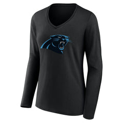 Carolina Panthers Women's Team Authentic Personalized Name & Number Long Sleeve V-Neck T-Shirt Black | NFL