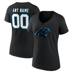 Carolina Panthers Women's Team Authentic Personalized Name & Number V-Neck T-Shirt Black | NFL