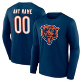 Chicago Bears Team Authentic Personalized Name & Number Long Sleeve T-Shirt Navy | NFL