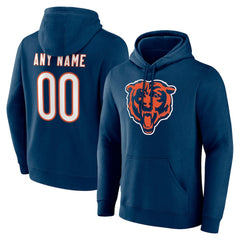 Chicago Bears Team Authentic Personalized Name & Number Hoodie Navy | NFL