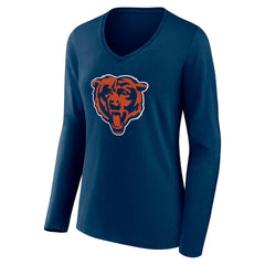 Chicago Bears Women's Team Authentic Personalized Name & Number Long Sleeve V-Neck T-Shirt Navy | NFL