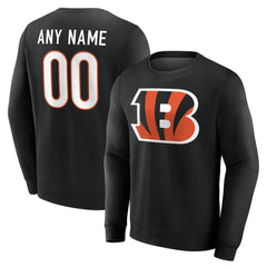 Cincinnati Bengals Team Authentic Personalized Name & Number Sweatshirt Black | NFL