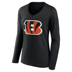 Cincinnati Bengals Women's Team Authentic Personalized Name & Number Long Sleeve V-Neck T-Shirt Black | NFL