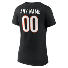 Cincinnati Bengals Women's Team Authentic Personalized Name & Number V-Neck T-Shirt Black | NFL
