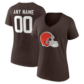 Cleveland Browns Women's Team Authentic Personalized Name & Number V-Neck T-Shirt Brown | NFL