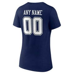 Dallas Cowboys Women's Team Authentic Personalized Name & Number V-Neck T-Shirt Navy | NFL