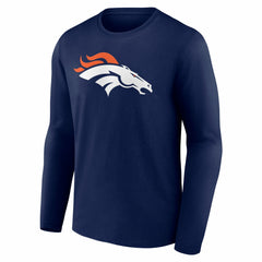 Denver Broncos Team Authentic Personalized Name & Number Long Sleeve T-Shirt Navy | NFL