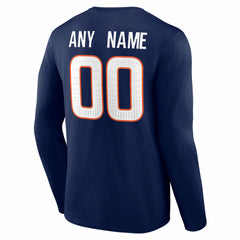 Denver Broncos Team Authentic Personalized Name & Number Long Sleeve T-Shirt Navy | NFL