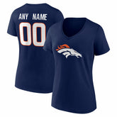 Denver Broncos Women's Team Authentic Personalized Name & Number V-Neck T-Shirt Navy | NFL