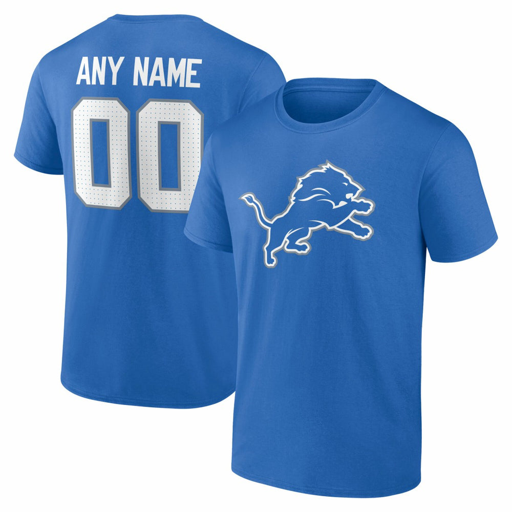 Detroit Lions Team Authentic Personalized Name & Number T-Shirt Blue | NFL