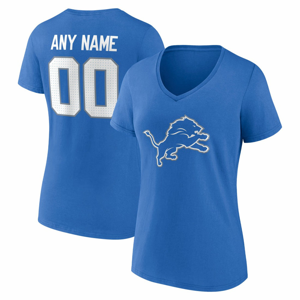 Detroit Lions Women's Team Authentic Personalized Name & Number V-Neck T-Shirt Blue | NFL