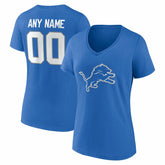 Detroit Lions Women's Team Authentic Personalized Name & Number V-Neck T-Shirt Blue | NFL