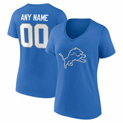Detroit Lions Women's Team Authentic Personalized Name & Number V-Neck T-Shirt Blue | NFL