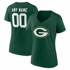Green Bay Packers Women's Team Authentic Personalized Name & Number V-Neck T-Shirt Green | NFL