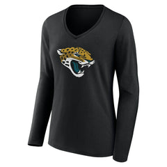 Jacksonville Jaguars Women's Team Authentic Personalized Name & Number Long Sleeve V-Neck T-Shirt Black | NFL